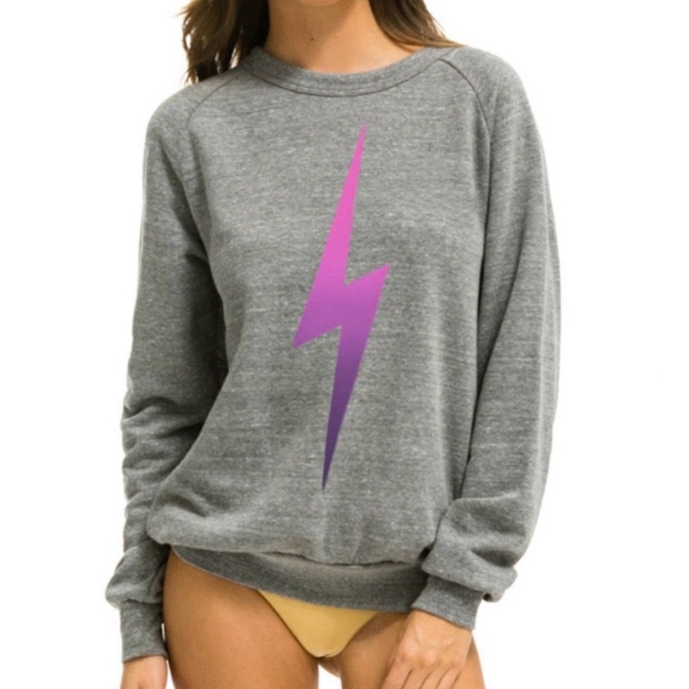 Aviator Nation Bolt Fade Crew
Sweatshirt in Heather Grey / Pink /Purple
